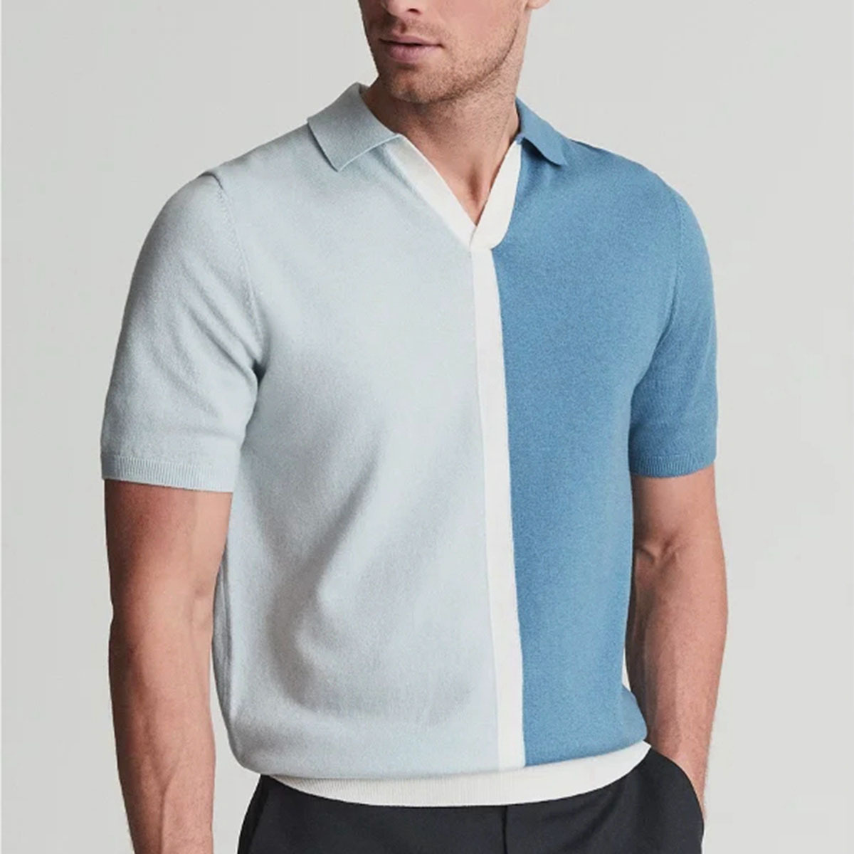 Casual Lapel Collar Contrast Polo Shirt