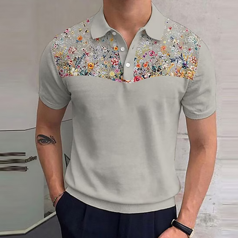 Button Men's Colorful Printed Short Sleeve POLO Shirt