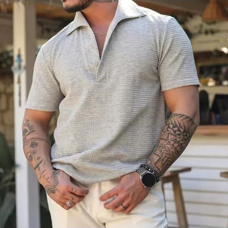 Solid Color Short-sleeved Casual Polo Shirt