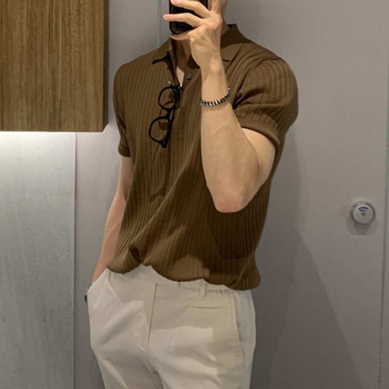 Casual Plain Knitted Polo Shirt