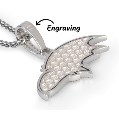 Iced Aggressive Raven Head Pendant in White Gold