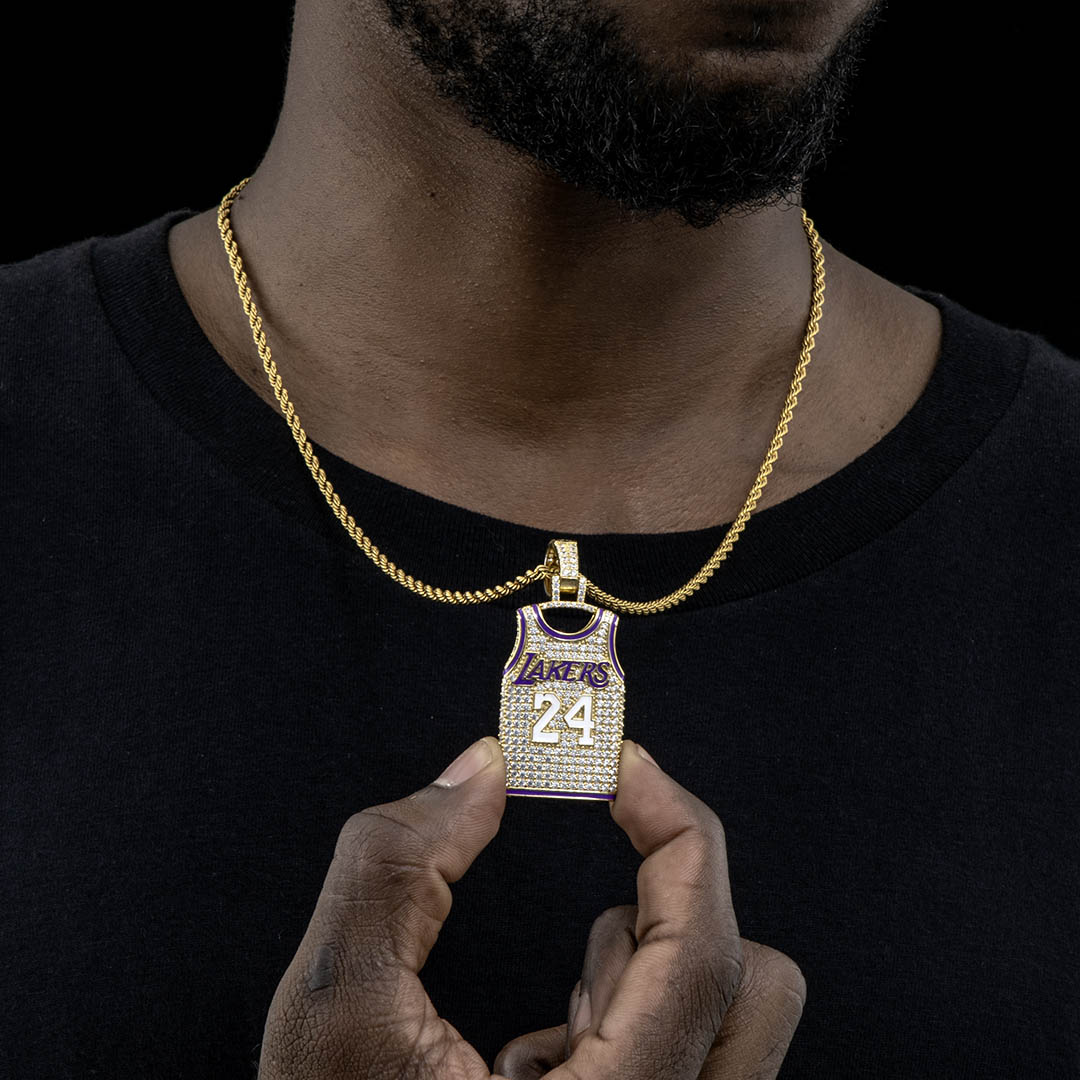 Iced 24 Jersey Pendant in Gold