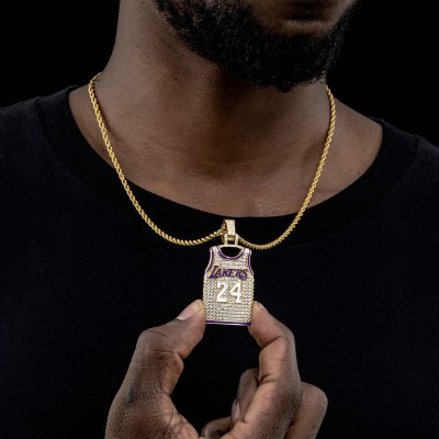 Iced 24 Jersey Pendant in Gold