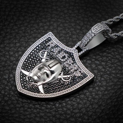 Iced Pirate’s Face Pendant in White Gold