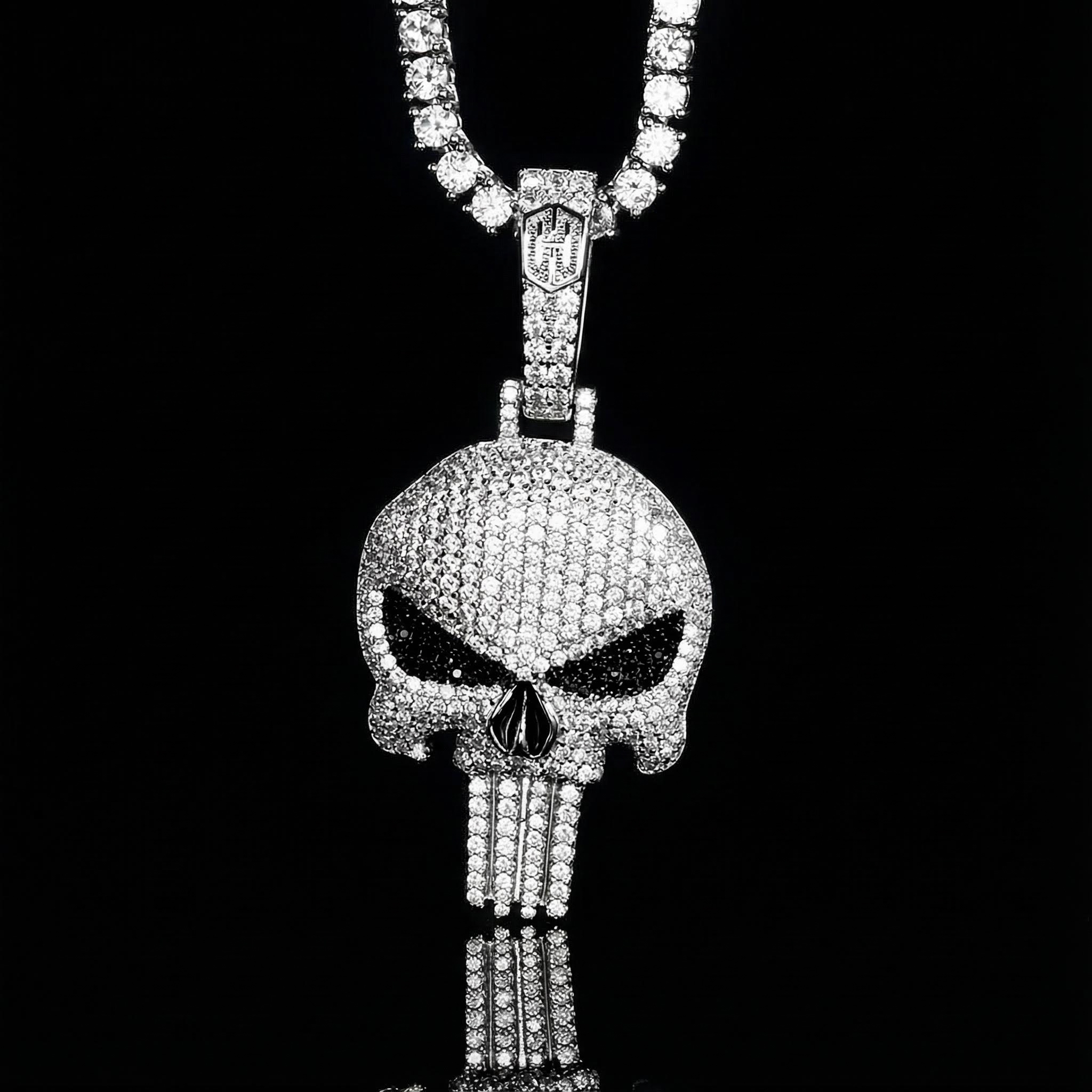 Iced Evil Skull Pendant in White Gold Iced Evil Skull Pendant in White Gold