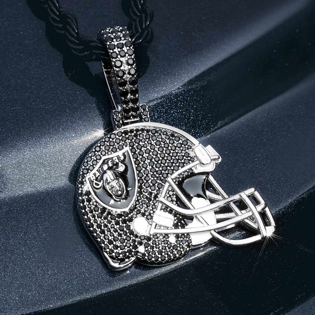 Iced Pirate’s Face Helmet Pendant in White Gold
