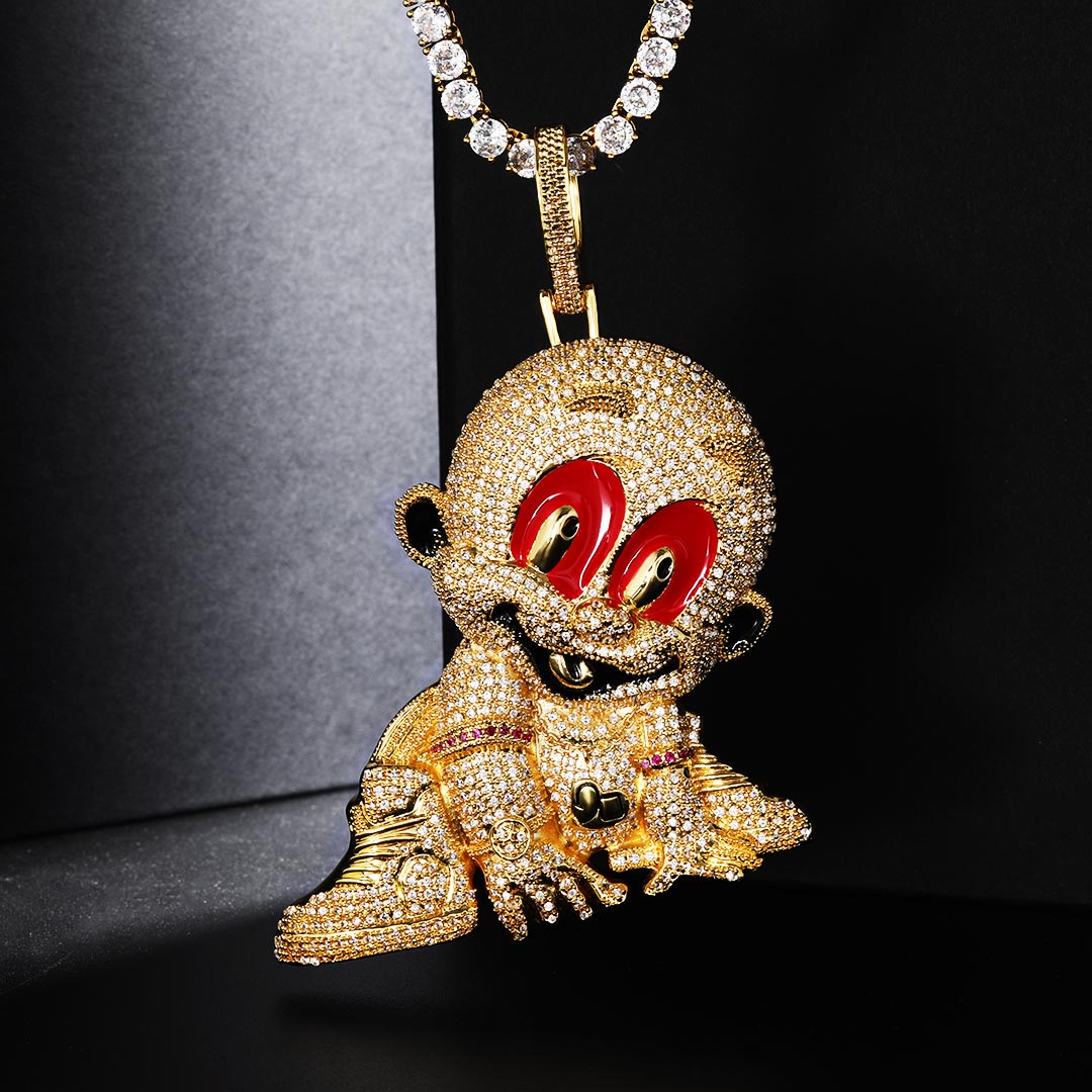  Iced Baby Pendant in Gold