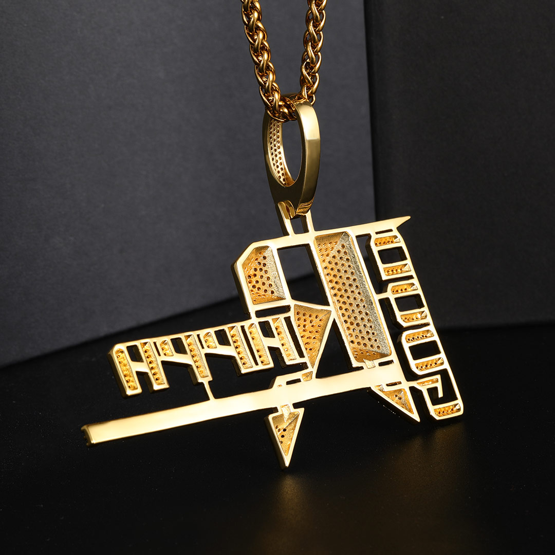 Iced Popular Records Pendant in Gold