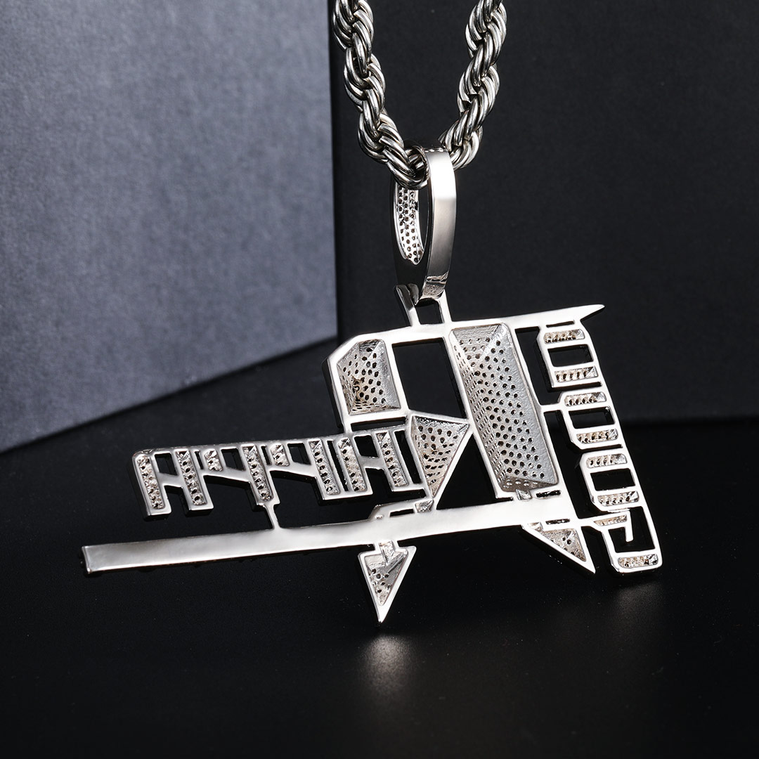  Iced Popular Records Pendant in White Gold