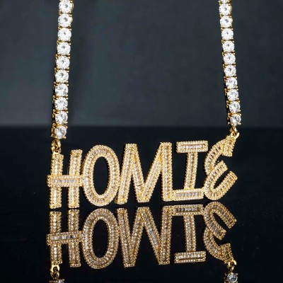  Iced Custom Baguette Letters Pendant with 5mm 22" Tennis Chain
