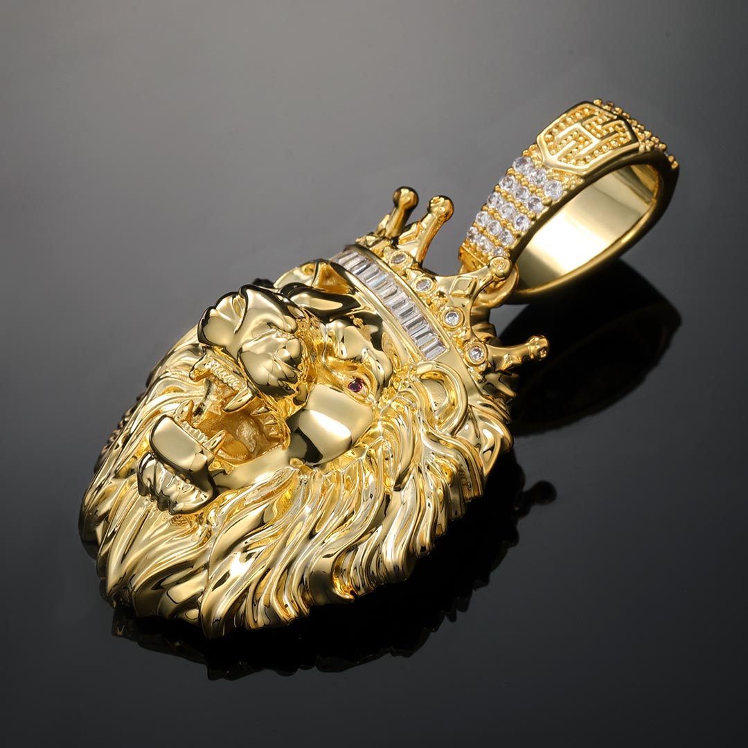 King Crown Lion Pendant in Gold