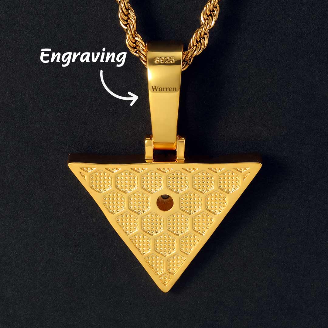  Iced Egyptian Pyramid Eye of Horus Pendant in Gold