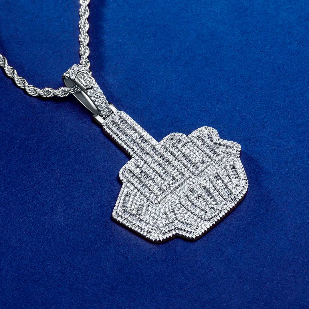 Iced “F**k You” Pendant in White Gold