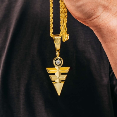 Eye of Horus Triangle Pendant in Gold