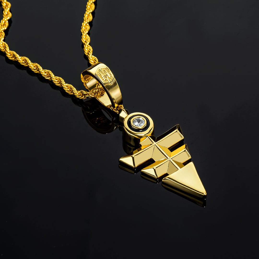 Eye of Horus Triangle Pendant in Gold