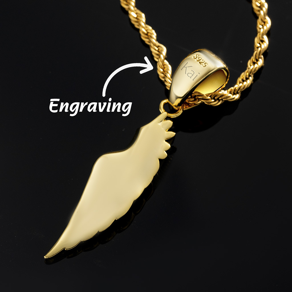 Medium Angel Wing Pendant in Gold