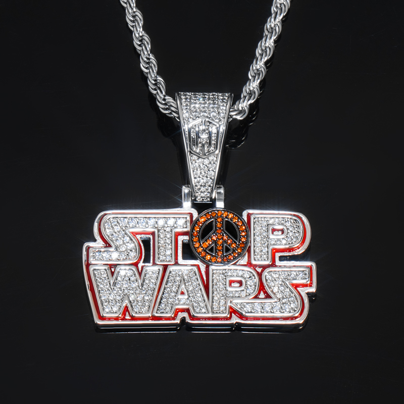 Iced STOP WARS Enamel Pendant