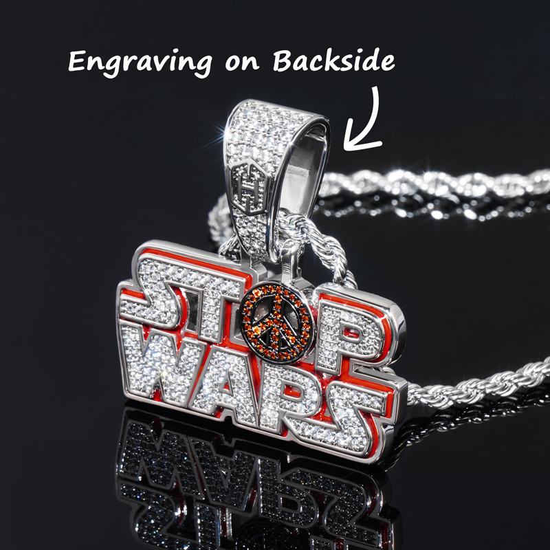 Iced STOP WARS Enamel Pendant