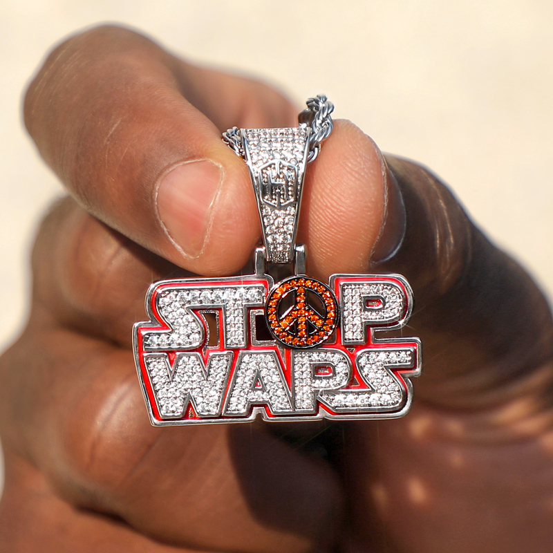 Iced STOP WARS Enamel Pendant