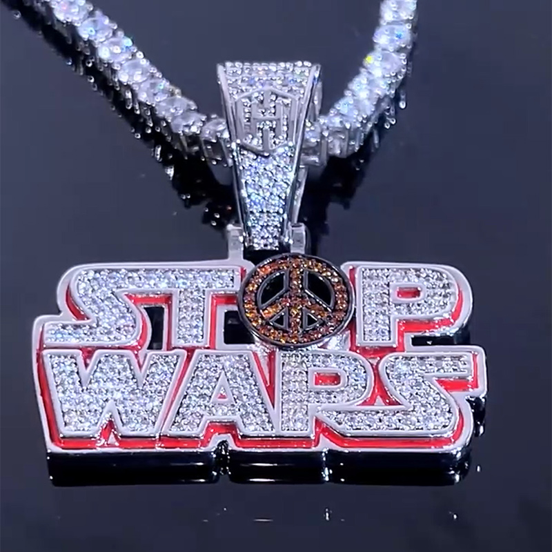 Iced STOP WARS Enamel Pendant