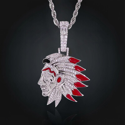 Native American Indian Chief Head Pendant