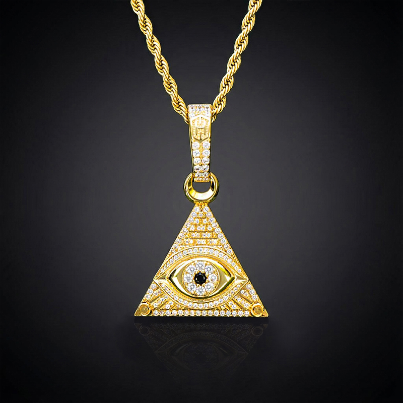 Iced Eye Of Providence Pendant in Gold