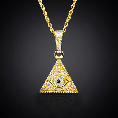 Iced Eye Of Providence Pendant in Gold