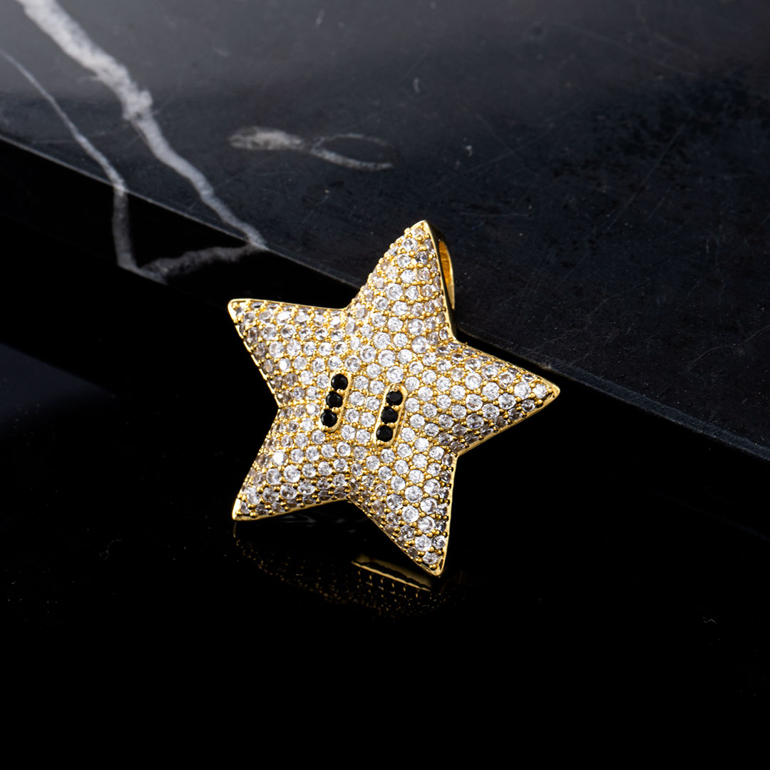Iced Star Pendant in Gold