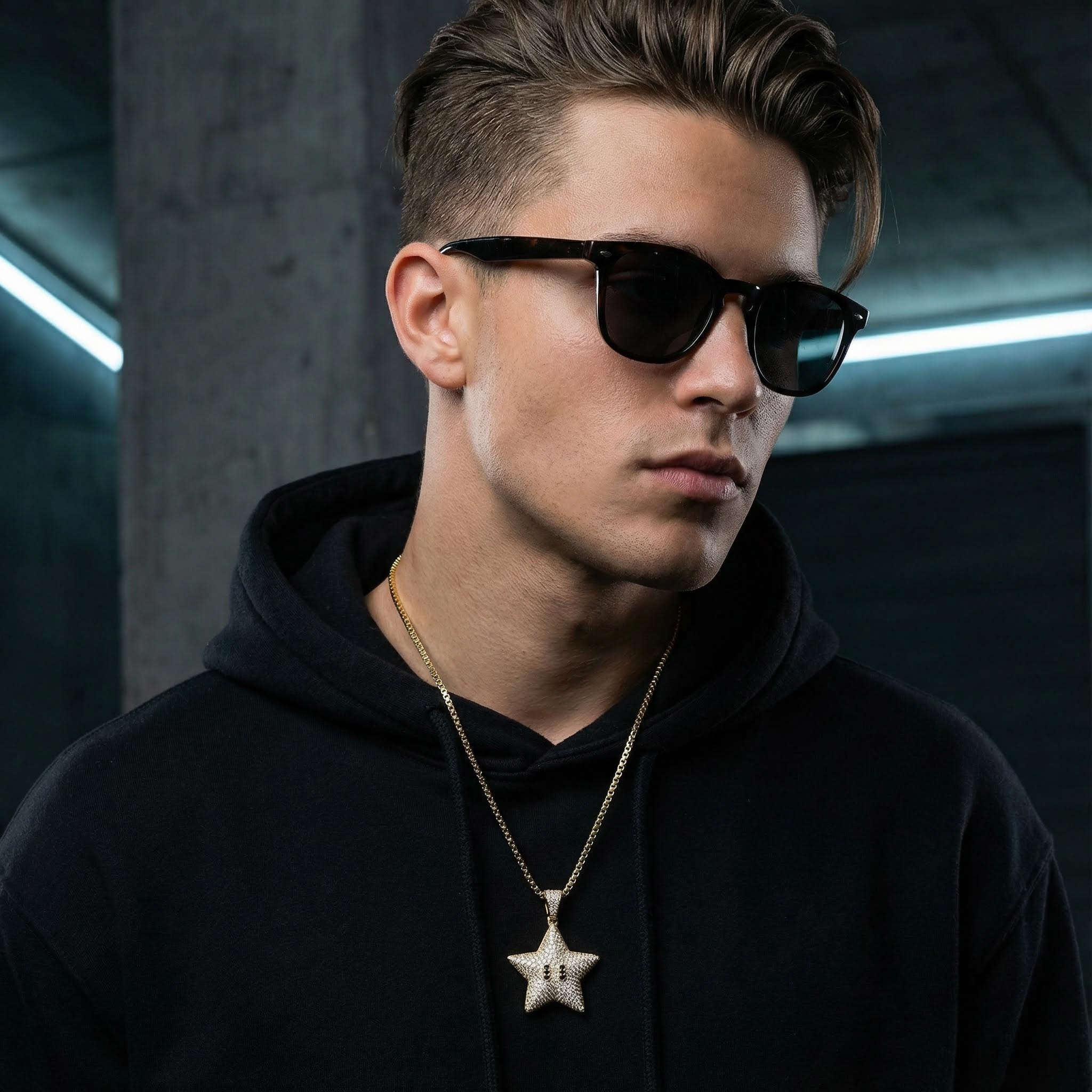 Iced Star Pendant in Gold Iced Star Pendant in Gold