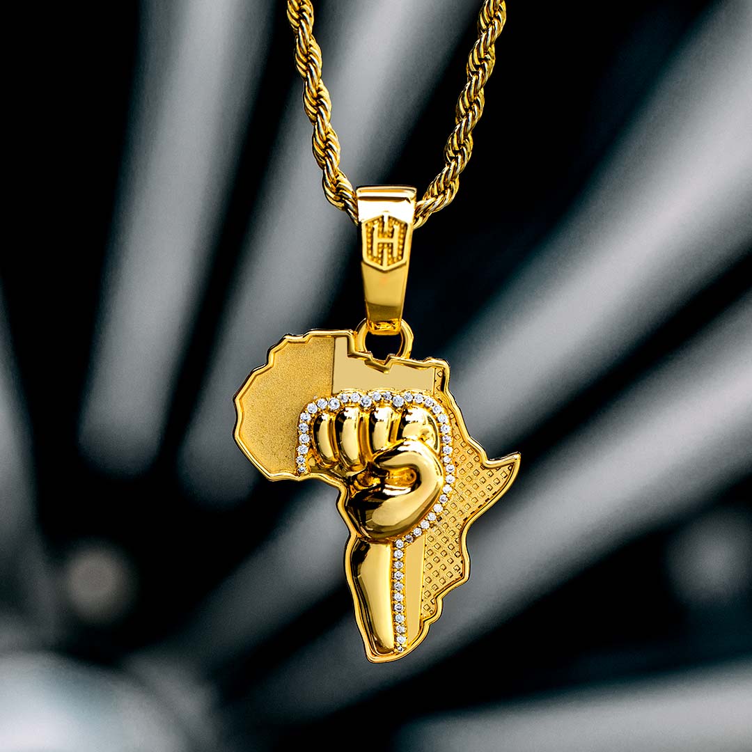 Fist Power in Pan African Pendant