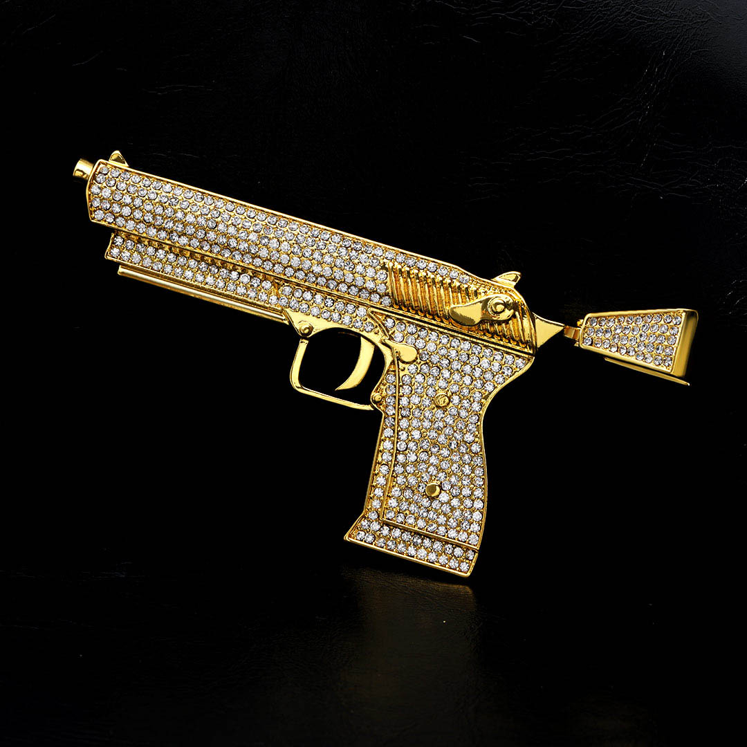 Iced Shooting Pendant in Gold