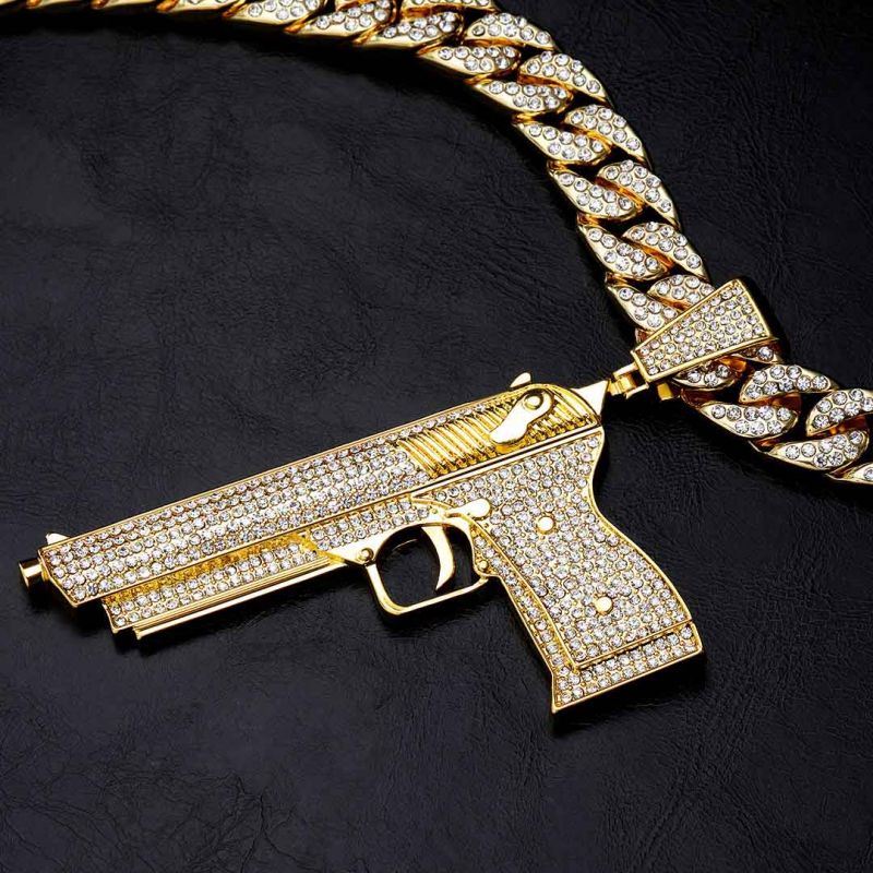 Iced Shooting Pendant in Gold