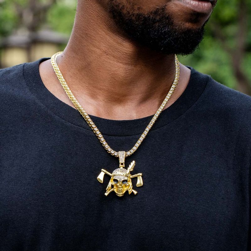 Iced Pirate Pendant in Gold