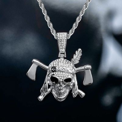 Iced Pirate Pendant in White Gold