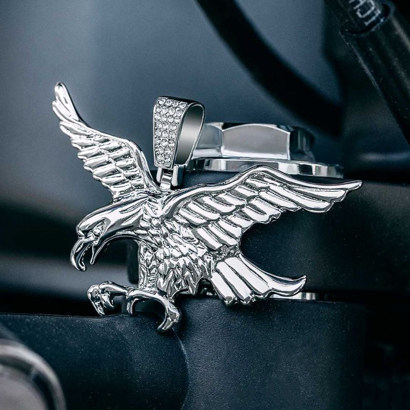 Flying Eagle Pendant in White Gold