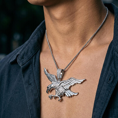 Flying Eagle Pendant in White Gold