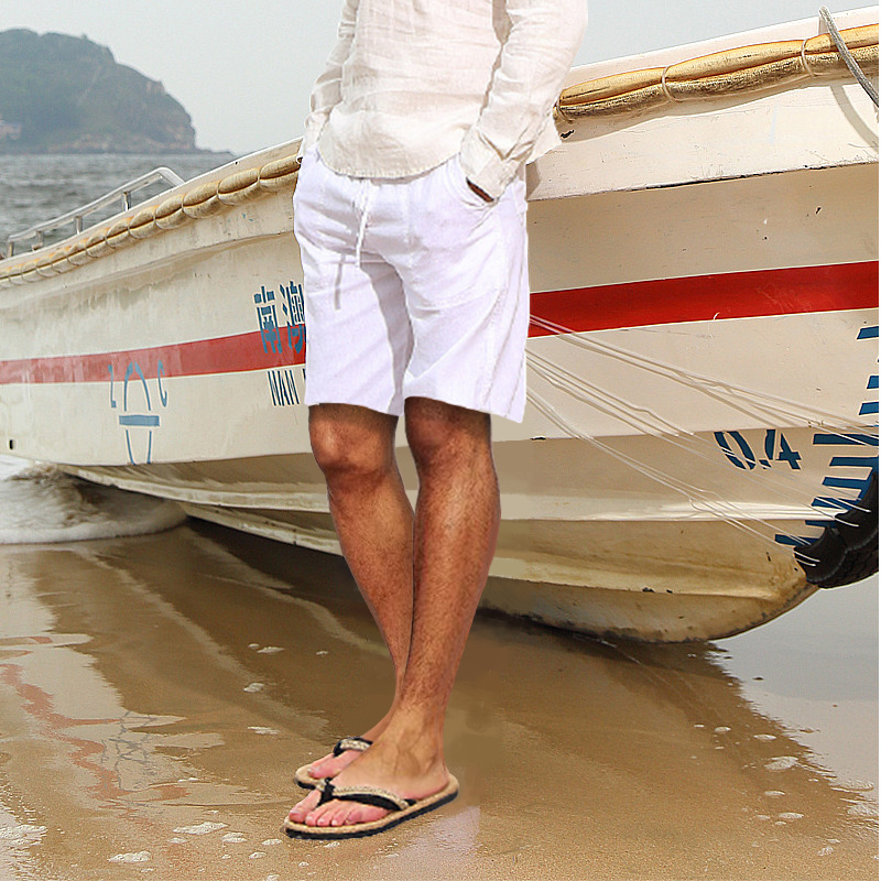 Casual Linen Shorts With Pocket