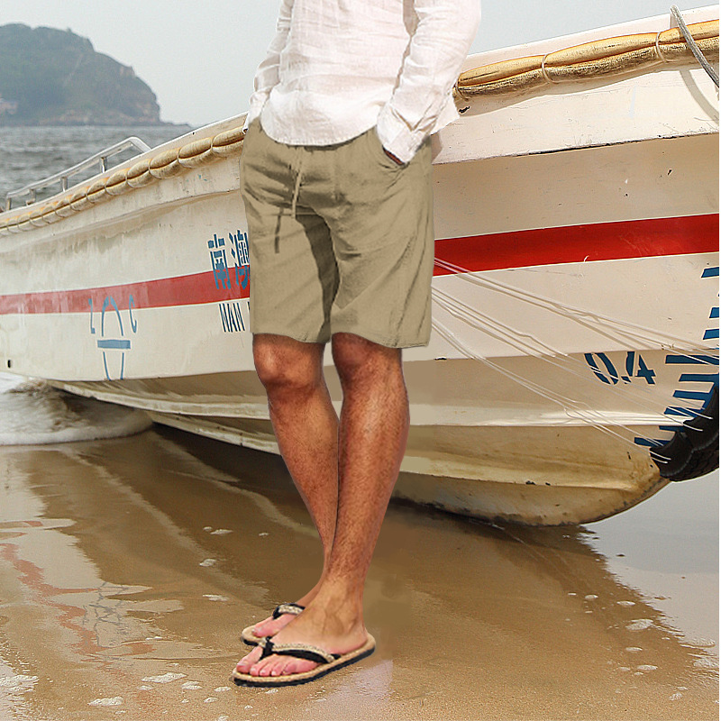 Casual Linen Shorts With Pocket