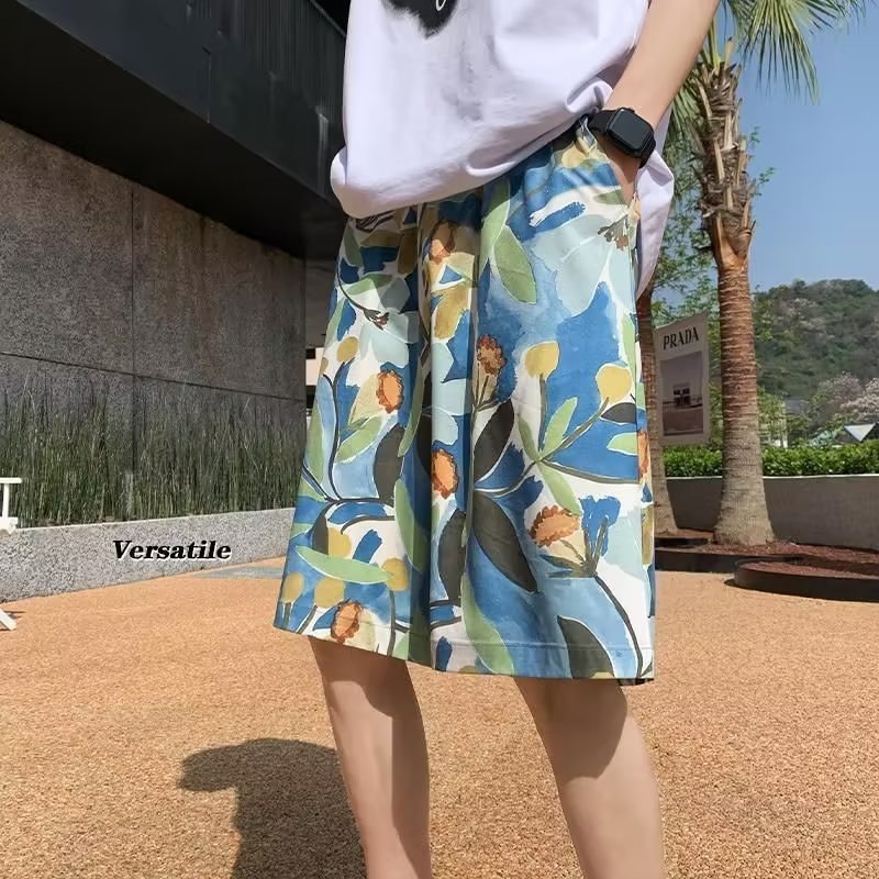 Casual Hawaiian Tie Print Shorts