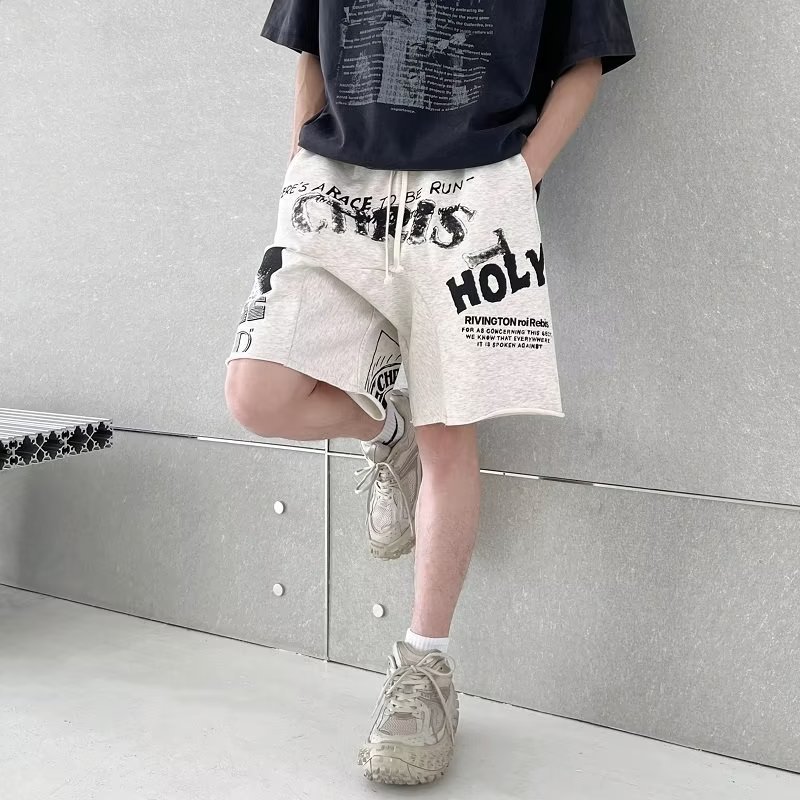 Street Graffiti Letter Print Track Shorts