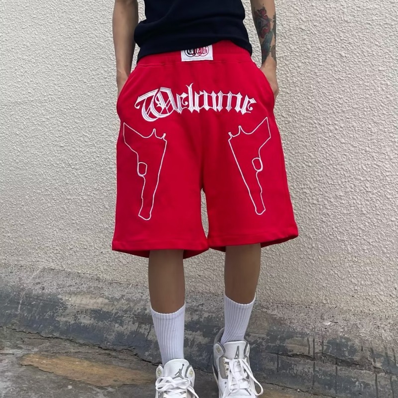 Street Embroidery Pistol Print Casual Shorts