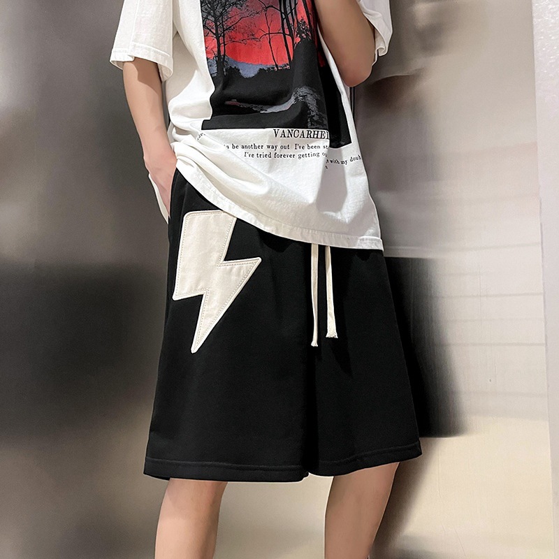 Lightning Print Loose Athletic Hip-Hop Cropped Pants