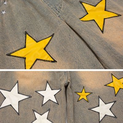 Star Embroidered Denim Shorts