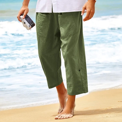Men's Beach Elastic Waist Linen Shorts