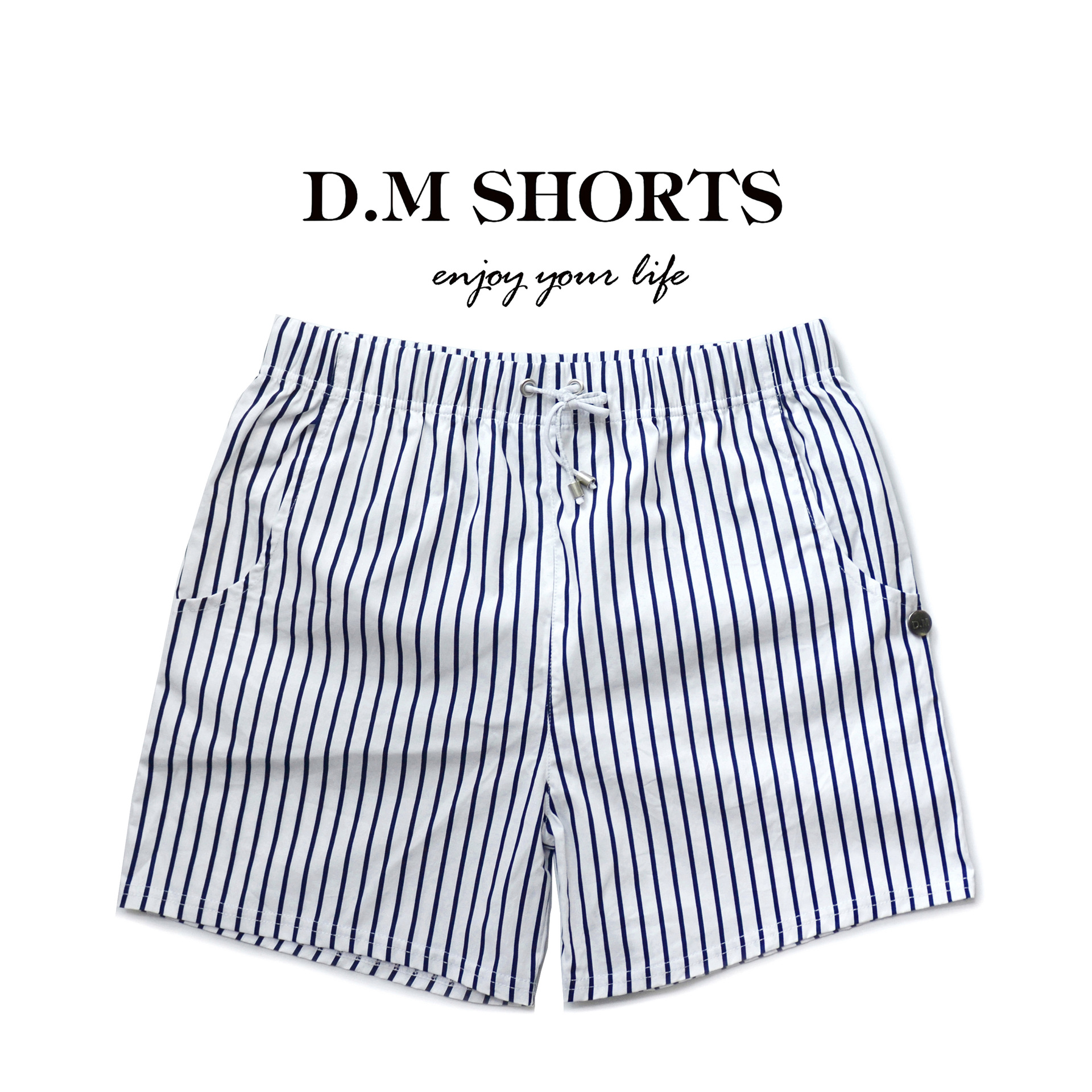 Letter Stripe Cotton Shorts