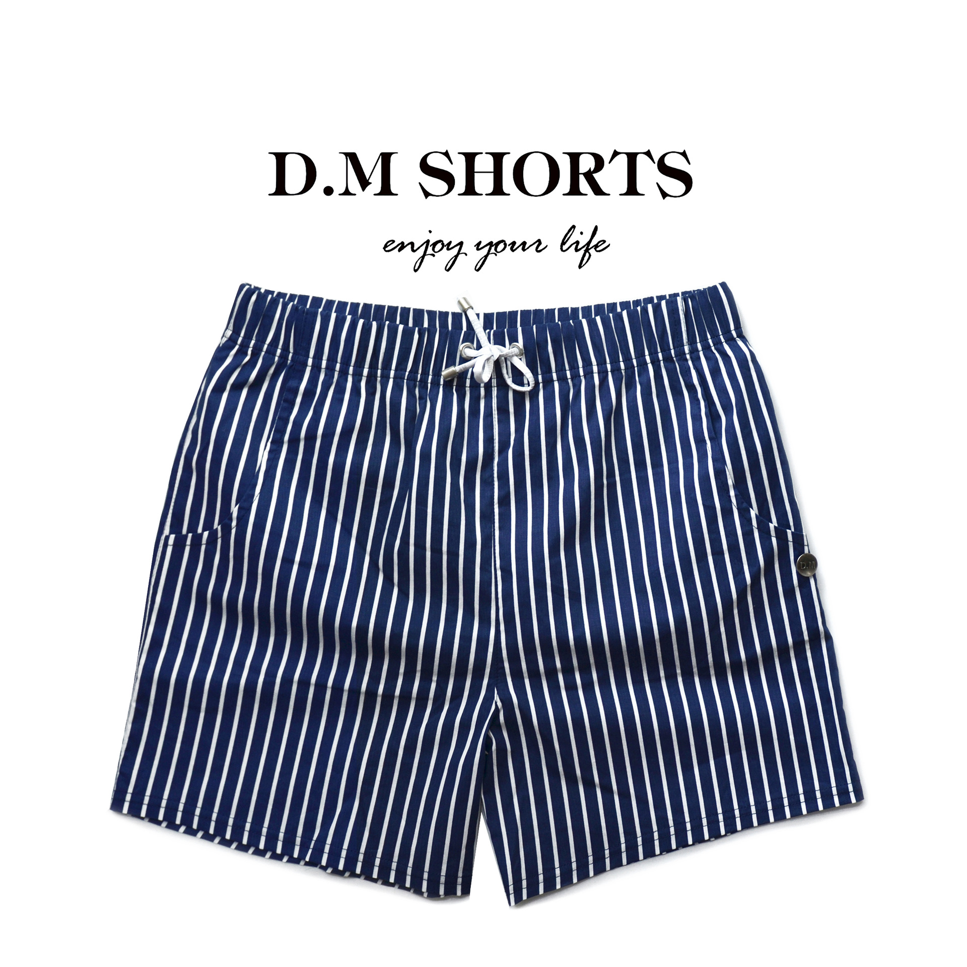 Letter Stripe Cotton Shorts