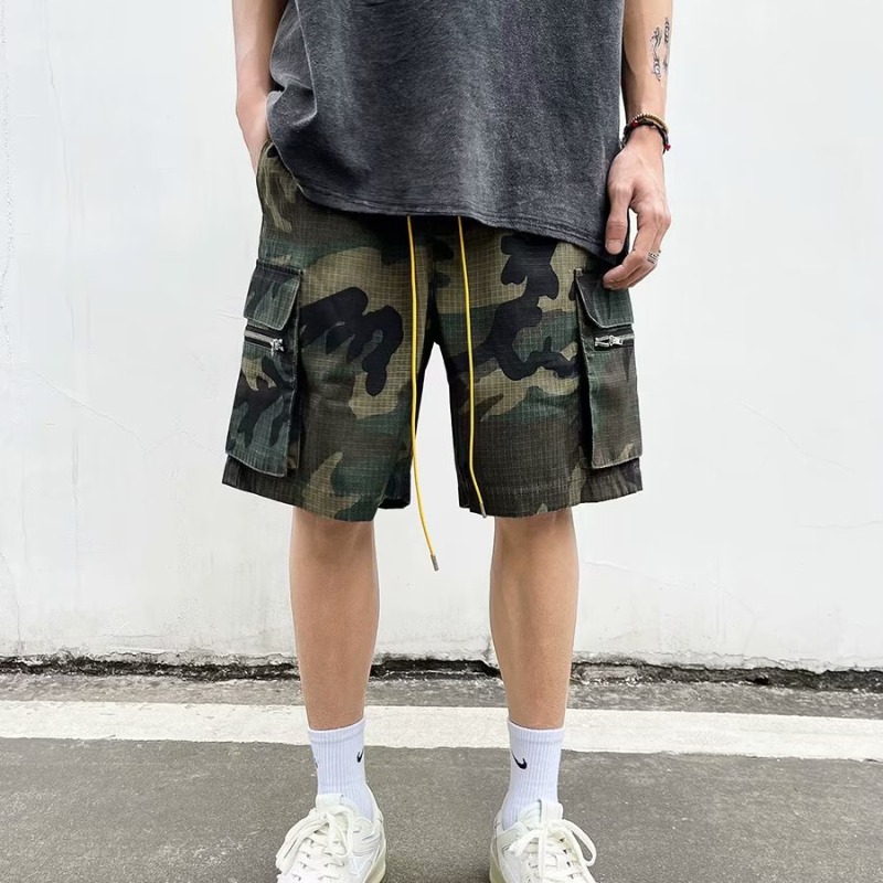 Street Washed Multi Pocket Camouflage Cropped Pants