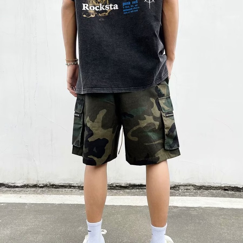 Street Washed Multi Pocket Camouflage Cropped Pants