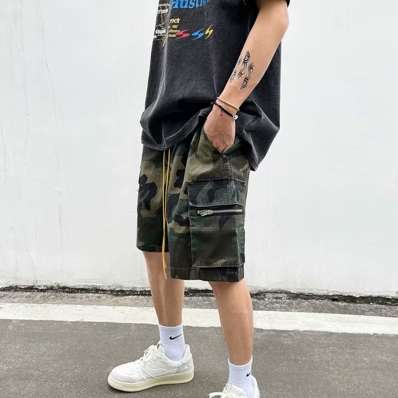 Street Washed Multi Pocket Camouflage Cropped Pants