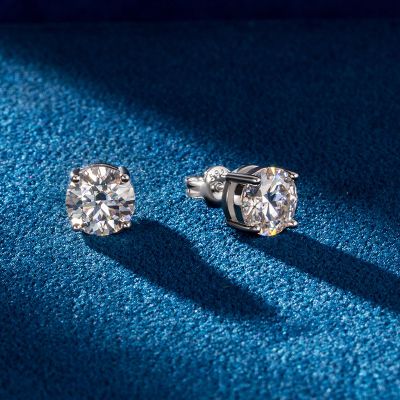 0.5Ct/1Ct/1.5Ct/2Ct/3Ct/4Ct Moissanite Brilliant Round Cut Stud Earrings in S925 Silver